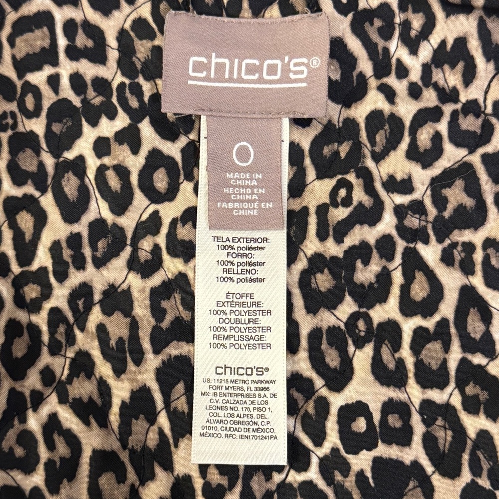 CHICO’S Cheetah Reversible Quilt Jacket Sz 0 - Picture 11 of 16